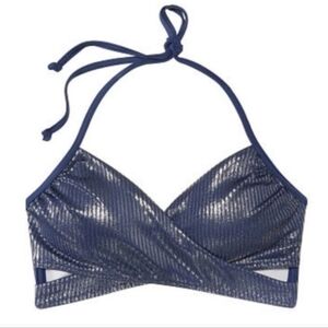 New Victoria's Secret Pink blue Metallic wrap shimmer bikini top